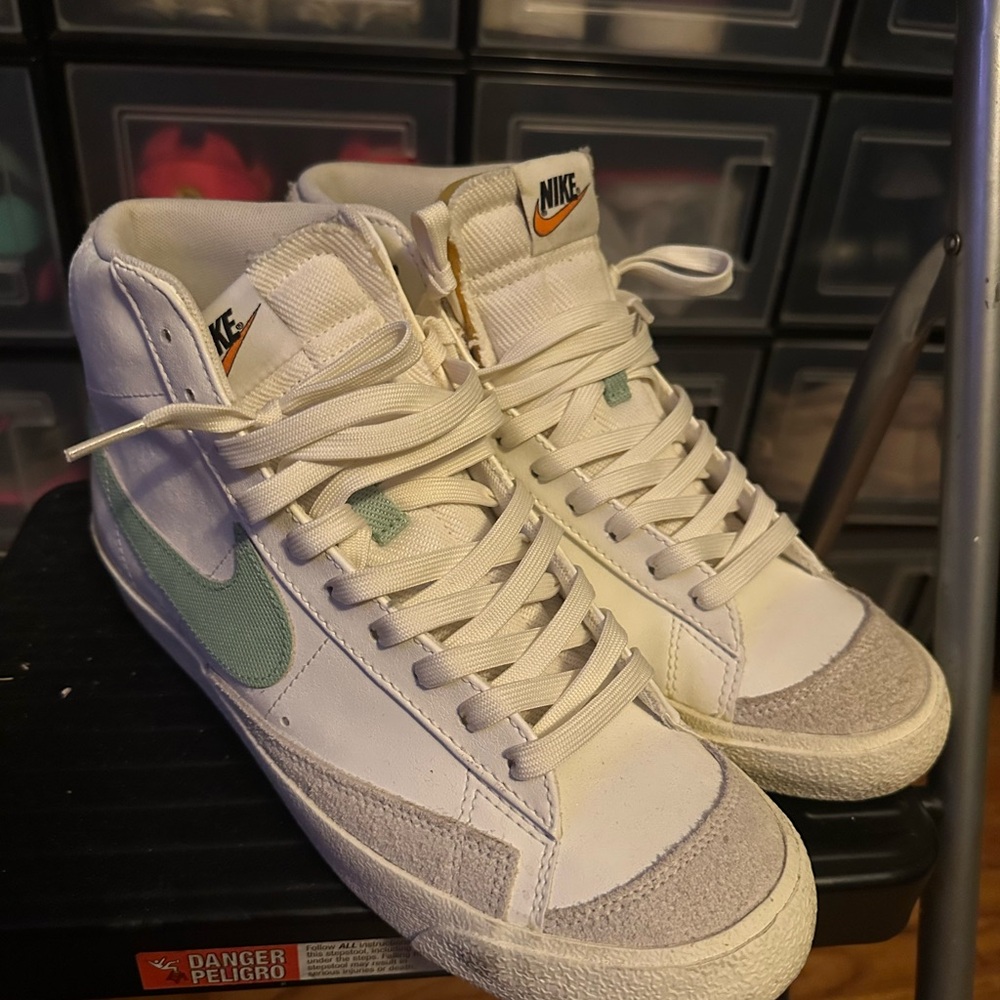 Nike White and Mint High-Top Sneakers